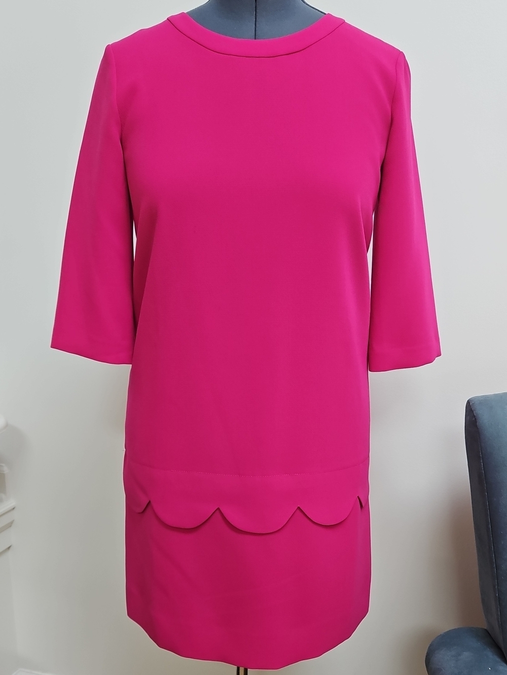 kate spade Bright Fuchsia Scallop-Hem Mini Dress